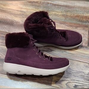 Skechers Burgundy On-The-Go Ankle Boots